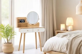 Toaletný stolík NORDIC WOOD naturálny / biely PHO7865