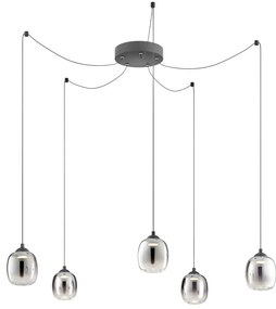 Redo 01-3487 -LED Stmievateľný luster na lanku KHADI 5xLED/5,2W/230V čierna/dýmová