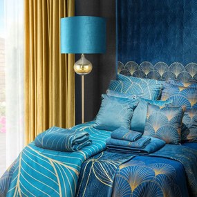 EUROFIRANY Zamatový prehoz, vyrobený technikou "hot press" s potlačou fólie 220 cm x 240 cm tyrkysová 100 % polyester Rozmery textílií: 170 cm x 210 cm
