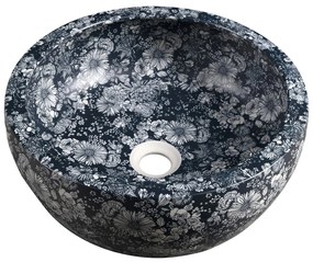 Sapho Sapho, PRIORI keramické umývadlo na dosku Ø 41 cm, modrá se vzorom, PI038