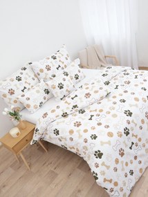 Bavlnené obliečky Renforcé – Psie labky biele