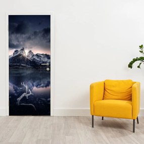 Fototapeta na dvere - Jazero s horou (95x205cm)