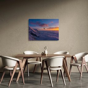 Sklenený obraz pri západe slnka, Mt. blanc (70x50 cm)