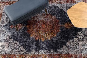 MIRO 51186.808 umývací koberec Rozeta, rám protišmykový - tmavomodrá / medený Veľkosť: 160x220 cm