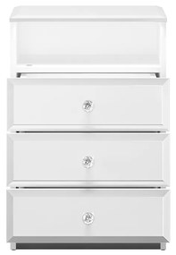 NOČNÝ STOLÍK CRISTINE 3S BIELY LESK + ZRKADLO