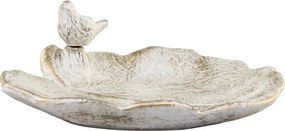 Bielo - zlaté antik cementové krmítko pre vtáčiky Vittel - 31*31*10cm