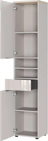 Krémová lesklá vysoká/úzka kúpeľňová skrinka 39x190 cm Tavira – Germania