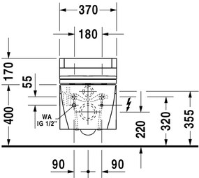 Duravit Starck 2 - závesné WC 37,5 x 62 cm, pre Sensowash sedátka, biele 2533590000