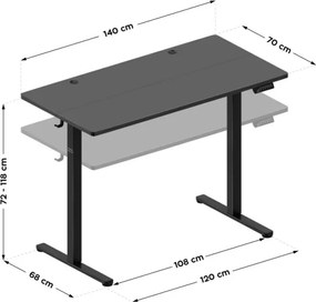 Elektrický výškovo nastaviteľný stôl Mark Adler Leader 7.3 čierny