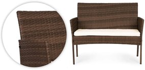 Záhradný set ratanového nábytku: Lavica + stolík + 2 kreslá - hnedá