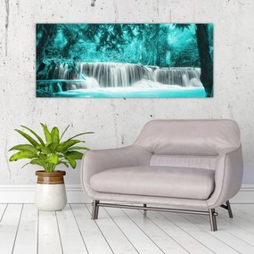 Obraz - Modrý vodopád (120x50 cm)