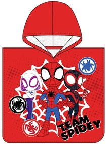 Chlapčenské plážové pončo Spidey - motív Team - 100% bavlna - 50 × 115 cm - pre deti od 3 do 6 rokov