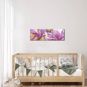 Obraz - Kvety magnólie (s hodinami) (90x30 cm)