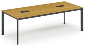 Rokovací stôl PRIMO INVITATION, 240x120 cm, buk + 2x stolná zásuvka TYP I, čierna