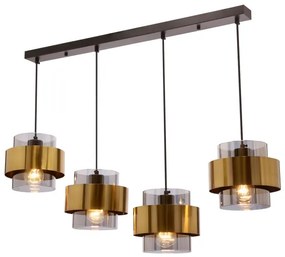 Luster na lanku SPIEGA 4xE27/60W/230V zlatá/čierna