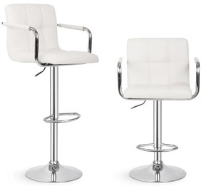 MIADOMODO Barová stolička 2 ks, s lakťovými opierkami, biela