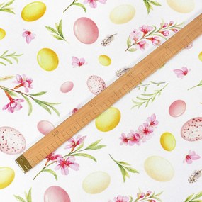 Goldea veľkonočná teflónová látka na obrusy - kraslice s kvetinami 160 cm