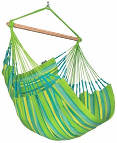 La Siesta Závesné hojdacie kreslo DOMINGO COMFORT CARIBIC - lime, látka: 100% polypropylén / tyč: bambus / otočný čap: nerezová oceľ