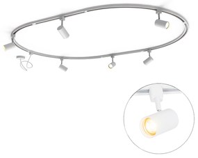 Moderný koľajnicový systém s 6 reflektormi biely 1-fázový oválny 100 cm - Iconic Jeana