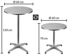 InternetovaZahrada Hliníkový barový stôl - Ø60 cm skladací