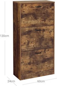 Skrinka na topánky VASAGLE s 3 dvierkami LBC030X01