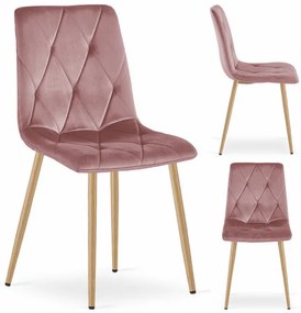 Jedálenská stolička LIBRA zamatová ružová / drevené nohy