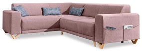 Ružová rozkladacia/s úložným priestorom rohová pohovka (ľavý roh/do L) Classy Sophie – Miuform