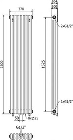 Mexen Denver, vykurovacie teleso 1600 x 378 mm, 1487 W, čierna, W215-1600-378-00-70