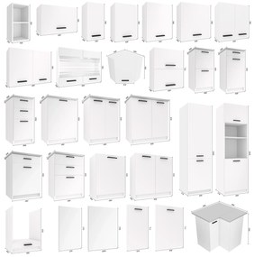 Kuchynská linka Belini 420 cm biely mat s pracovnou doskou Uniqagrande  TOR UNIQAGRANDE/5/WT/WT/0/B1