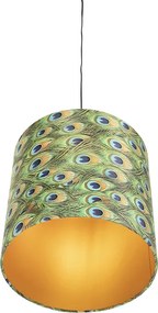 Závesné svietidlo s tienidlom z zamatu Peacock so zlatom 40 cm - Combi