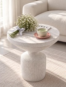 Okrúhly konferenčný stolík Sintro 54 cm - biele terrazzo