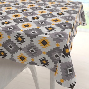Biante Bavlnený štvorcový obrus Sandra SA-520 Žlto-sivý aztécky vzor 140x140 cm