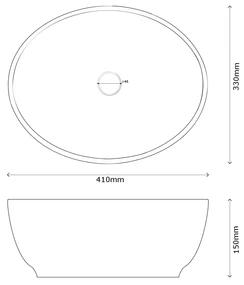 Gamma Lilo, umývadlo na dosku 410x330x150 mm, biela s čiernym okrajom, GMA-UC-LILO