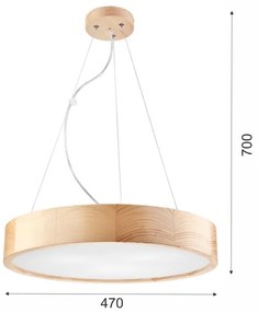 Luster na lanku NATURAL 3xE27/60W/230V ø 47 cm borovica