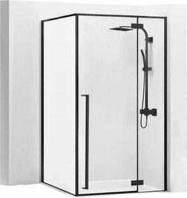 Rea Fargo, sprchový kút 100x80 cm + biela sprchová vanička Savoy, čierna matná, KPL-K4906