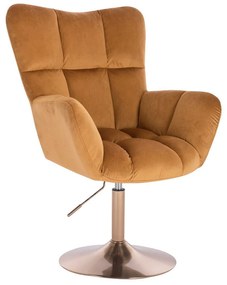 LuxuryForm DESIGN Otočné kreslo AURORA VELUR na zlatom tanieri - medové