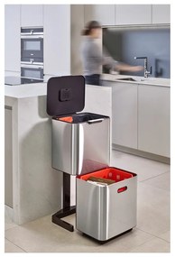 Oceľový odpadkový kôš na triedený odpad v striebornej farbe 60 l Totem Max – Joseph Joseph