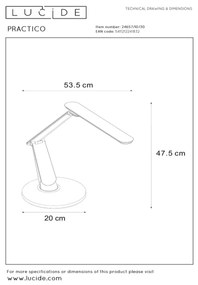 Lucide 24657/10/30 - LED Stmievateľná dotyková stolná lampa PRACTICO LED/10W/230V