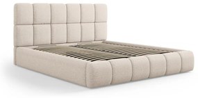 Béžová čalúnená dvojlôžková posteľ s úložným priestorom s roštom 180x200 cm Bellis – Micadoni Home