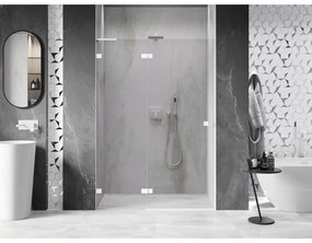 Mexen Lunar L, ľavé otočné sprchové dvere 130 cm, 8mm číre sklo, biely profil, 834L-130-000-20-00-L