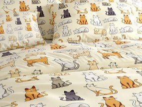 Bavlnené obliečky COLORED CATS BLEND krémové Rozmer obliečky: 70 x 90 cm | 140 x 220 cm