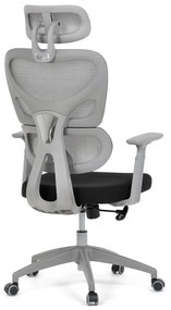 Kancelárska ergonomická stolička GRANT II — sieť, látka, sivá
