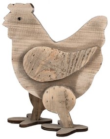 Hnedá antik dekoratívna drevená figúrka sliepočka - 23*12*28 cm