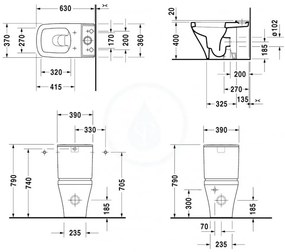 DURAVIT DuraStyle WC kombi misa, spodný odpad, s HygieneGlaze, biela, 2162092000