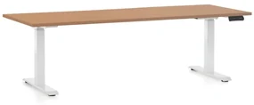 Výškovo nastaviteľný stôl OfficeTech C, 200 x 80 cm, biela podnož, buk