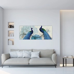 Obraz - Pávy s textúrami (120x50 cm)