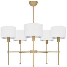 Luster na tyči MADELA 5xE14/40W/230V biela/béžová