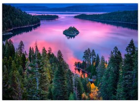 Sklenený obraz - Jazero Tahoe, Sierra Nevada, Kalifornia, USA (70x50 cm)