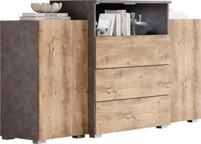 XXXLutz ŠIROKÁ KOMODA, antracitová, farba duba košíčkatého, 150/80,7/39 cm P & B - Online Only drobný nábytok - 002778001908