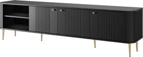 TV stolík Vespera 3D 187 cm - čierna / zlaté nožičky